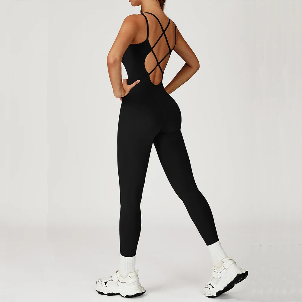 Aria Freeform Jumpsuit Cross Back Strap Backless Women One Piece Yoga Suit