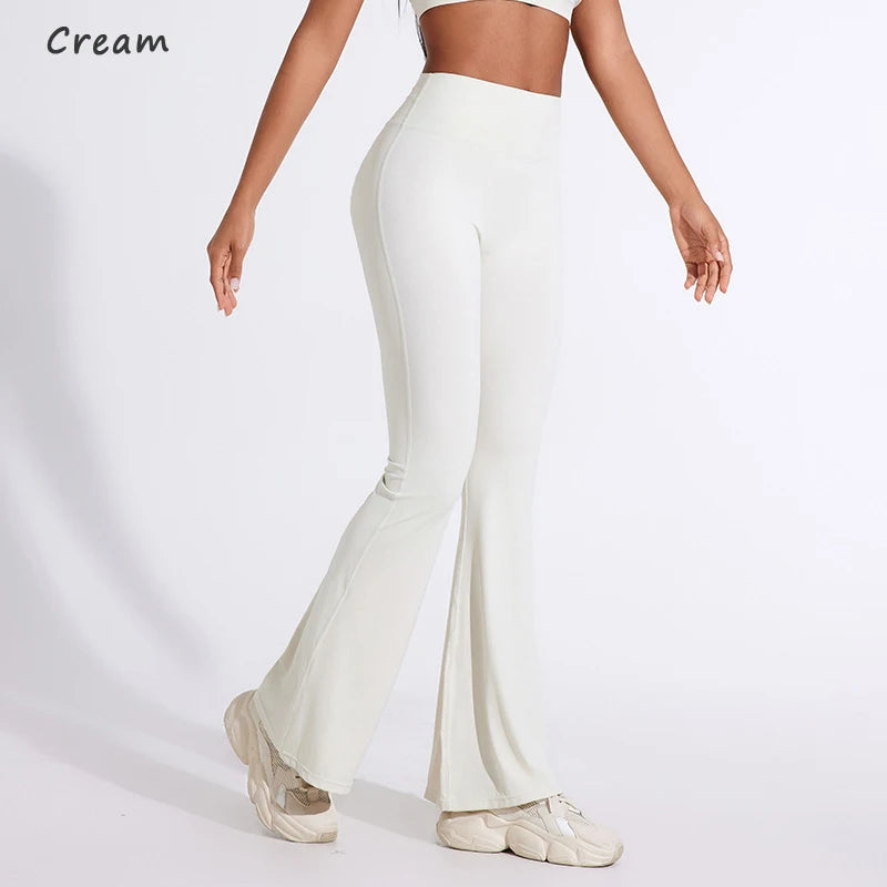 Peach Flared Pants for Women's Yoga High Waisted and Hip Lifting Tight Pants Wide Leg Fitness Pants Quick Drying