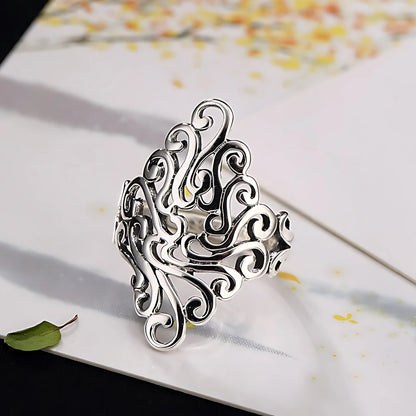 VENTFILLE 925 Sterling Silve Flower Ring for Women Gift Hollow Out Design Retro Hip Hop Versatile Jewelry Party Gift Dropship