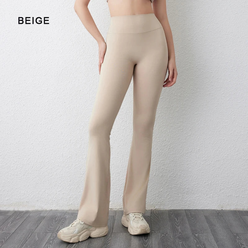 Peach Flared Pants for Women's Yoga High Waisted and Hip Lifting Tight Pants Wide Leg Fitness Pants Quick Drying
