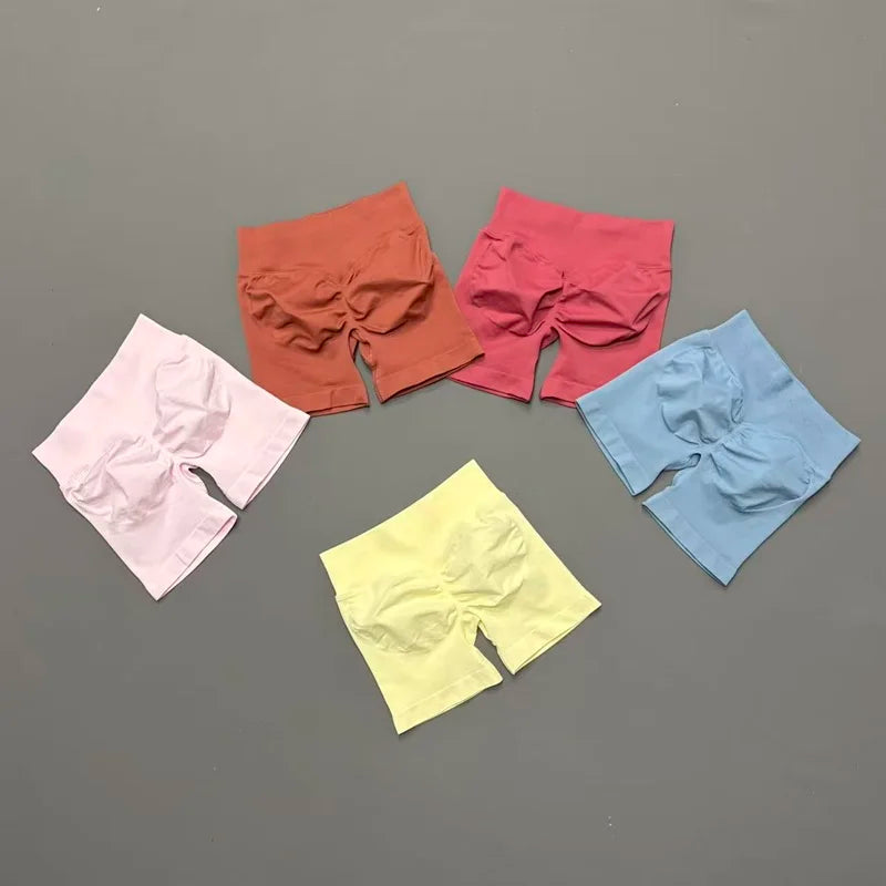 'Solene' Gym Shorts 4.5" Women Fitness Sports Biker Shorts Low Waist Running Pants Workout Scrunch Butt Yoga Seamless Leggings