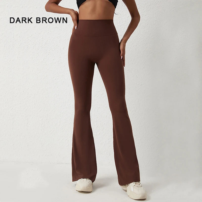 Peach Flared Pants for Women's Yoga High Waisted and Hip Lifting Tight Pants Wide Leg Fitness Pants Quick Drying