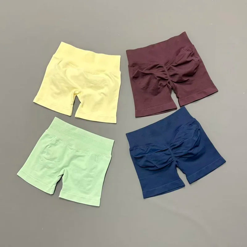 'Solene' Gym Shorts 4.5" Women Fitness Sports Biker Shorts Low Waist Running Pants Workout Scrunch Butt Yoga Seamless Leggings