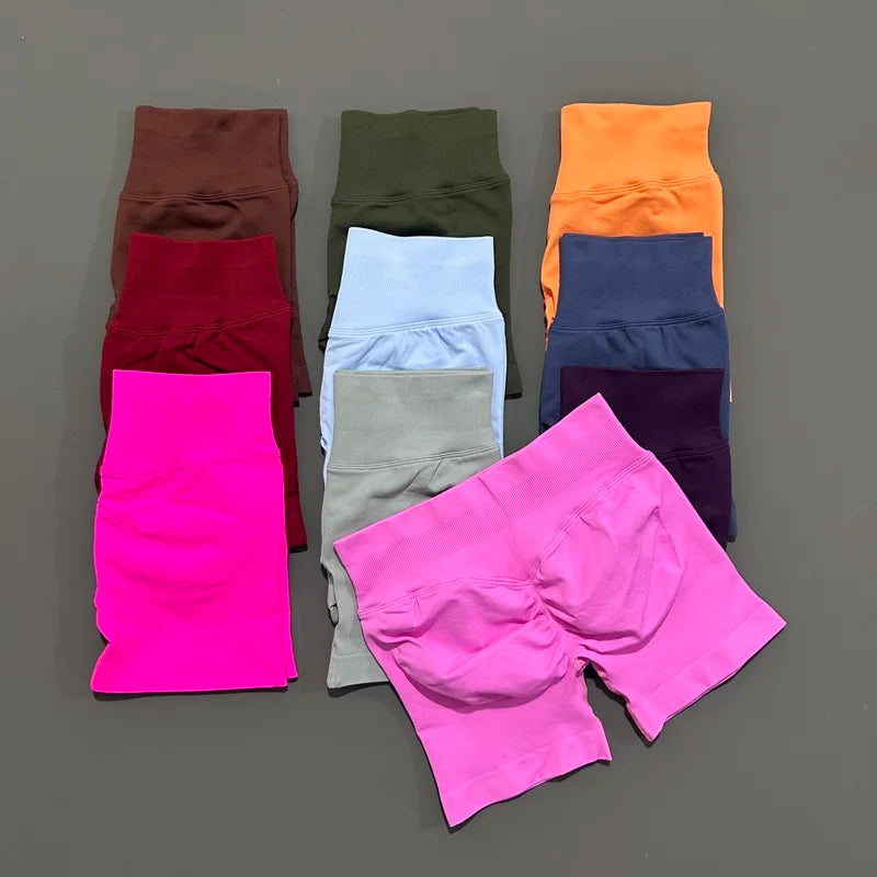 'Solene' Gym Shorts 4.5" Women Fitness Sports Biker Shorts Low Waist Running Pants Workout Scrunch Butt Yoga Seamless Leggings