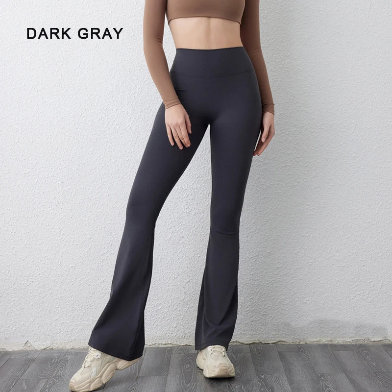 Peach Flared Pants for Women's Yoga High Waisted and Hip Lifting Tight Pants Wide Leg Fitness Pants Quick Drying