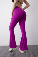 Peach Flared Pants for Women's Yoga High Waisted and Hip Lifting Tight Pants Wide Leg Fitness Pants Quick Drying
