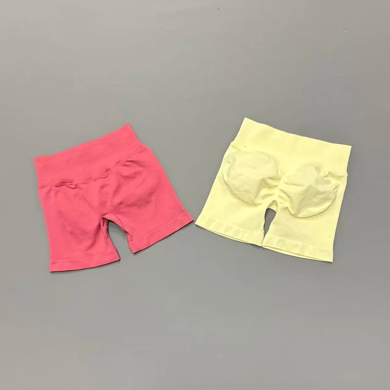 'Solene' Gym Shorts 4.5" Women Fitness Sports Biker Shorts Low Waist Running Pants Workout Scrunch Butt Yoga Seamless Leggings