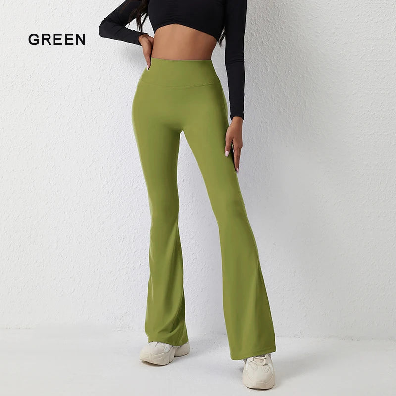 Peach Flared Pants for Women's Yoga High Waisted and Hip Lifting Tight Pants Wide Leg Fitness Pants Quick Drying