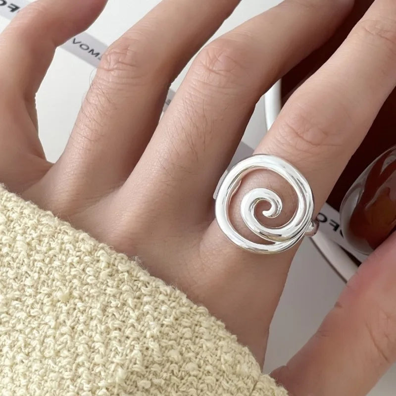 VENTFILLE 925 Sterling Silve Flower Ring for Women Gift Hollow Out Design Retro Hip Hop Versatile Jewelry Party Gift Dropship