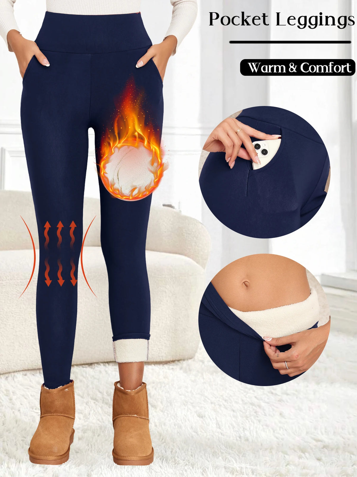 Everline All-Day Warm Fleece Leggings High Waist Tummy Control