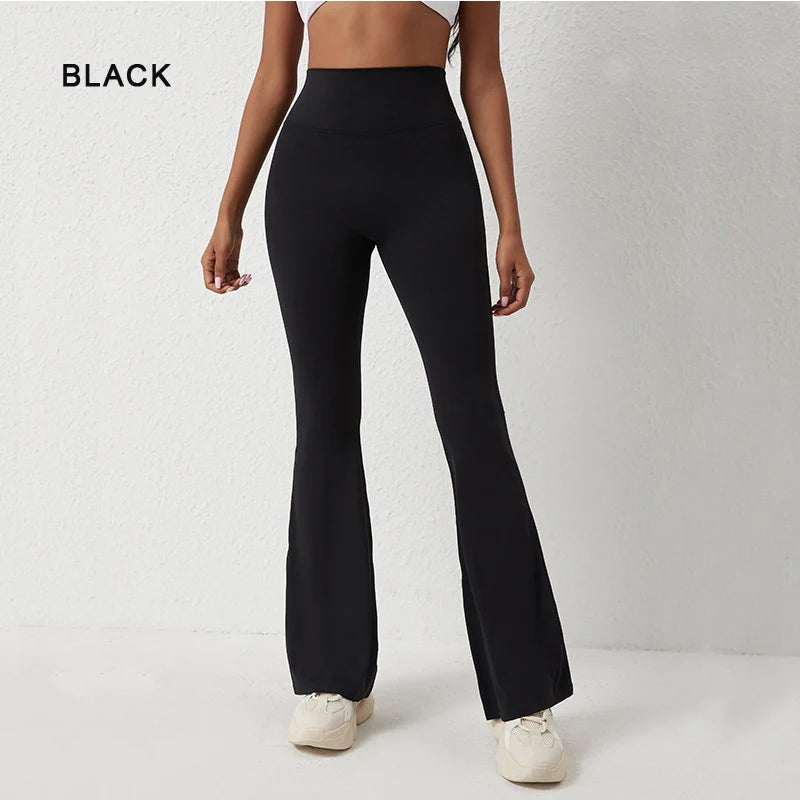 Peach Flared Pants for Women's Yoga High Waisted and Hip Lifting Tight Pants Wide Leg Fitness Pants Quick Drying