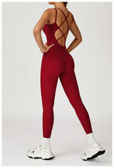 Aria Freeform Jumpsuit Cross Back Strap Backless Women One Piece Yoga Suit
