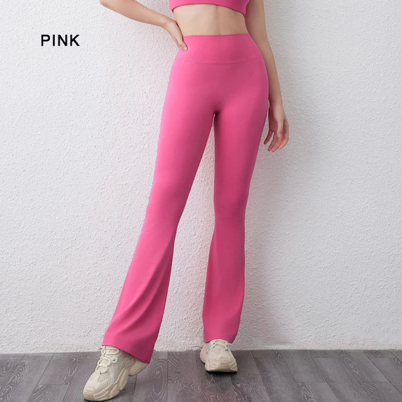 Peach Flared Pants for Women's Yoga High Waisted and Hip Lifting Tight Pants Wide Leg Fitness Pants Quick Drying
