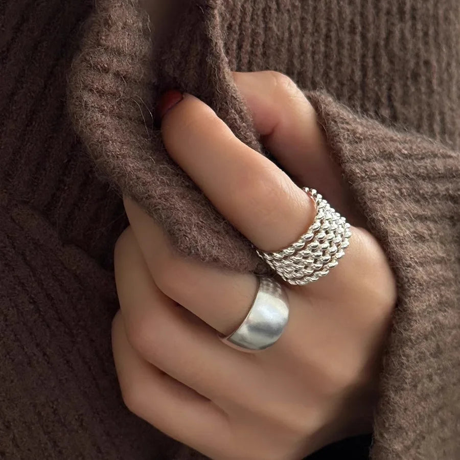 VENTFILLE 925 Sterling Silve Flower Ring for Women Gift Hollow Out Design Retro Hip Hop Versatile Jewelry Party Gift Dropship