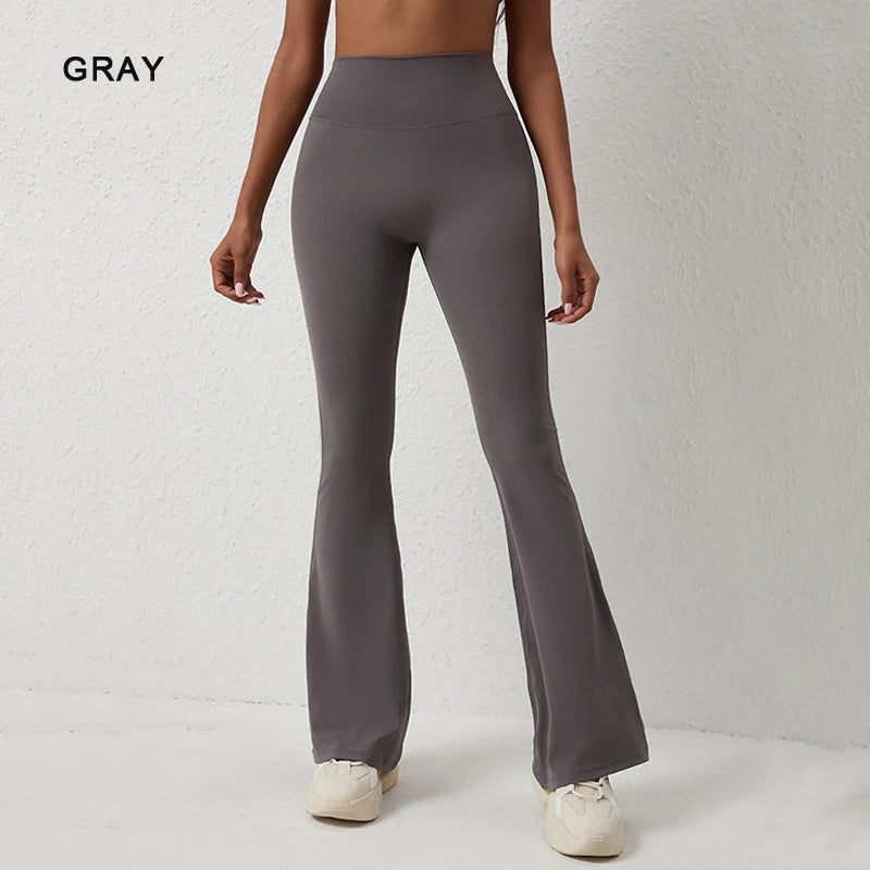Peach Flared Pants for Women's Yoga High Waisted and Hip Lifting Tight Pants Wide Leg Fitness Pants Quick Drying