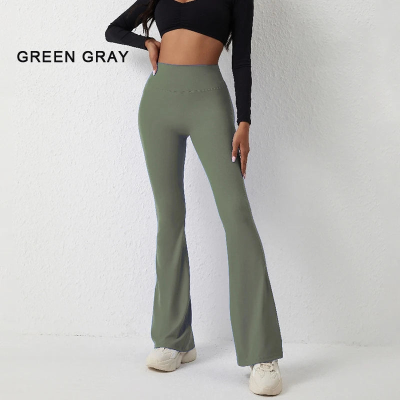 Peach Flared Pants for Women's Yoga High Waisted and Hip Lifting Tight Pants Wide Leg Fitness Pants Quick Drying