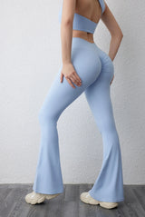 Peach Flared Pants for Women's Yoga High Waisted and Hip Lifting Tight Pants Wide Leg Fitness Pants Quick Drying