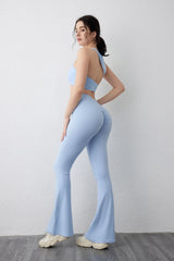Peach Flared Pants for Women's Yoga High Waisted and Hip Lifting Tight Pants Wide Leg Fitness Pants Quick Drying
