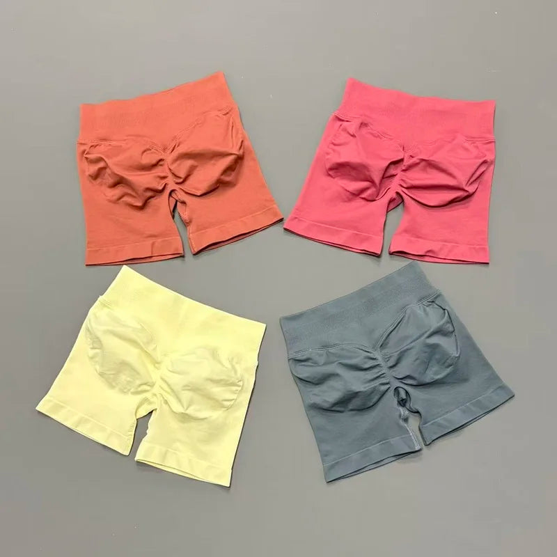 'Solene' Gym Shorts 4.5" Women Fitness Sports Biker Shorts Low Waist Running Pants Workout Scrunch Butt Yoga Seamless Leggings