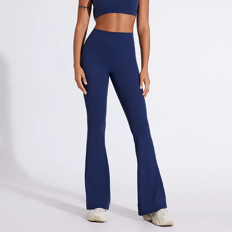 Peach Flared Pants for Women's Yoga High Waisted and Hip Lifting Tight Pants Wide Leg Fitness Pants Quick Drying