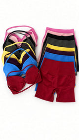 Lumina Halter Neck Back High Waist Peach Sports Bras Shorts Set