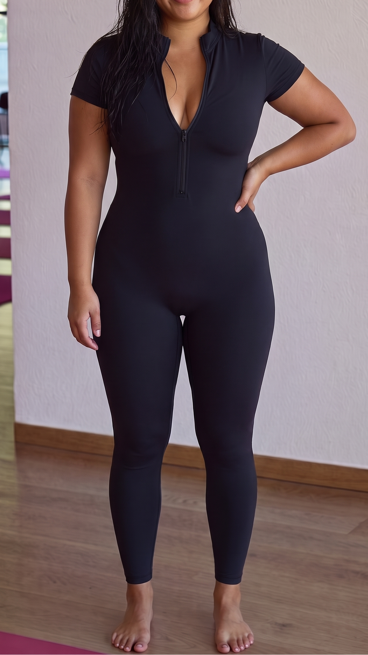 Nuda Half Zipper Short Sleeved Yoga Suit Jumpsuit, Quick Drying Breathable Outdoor Sports Tight Fitting Jumpsuit