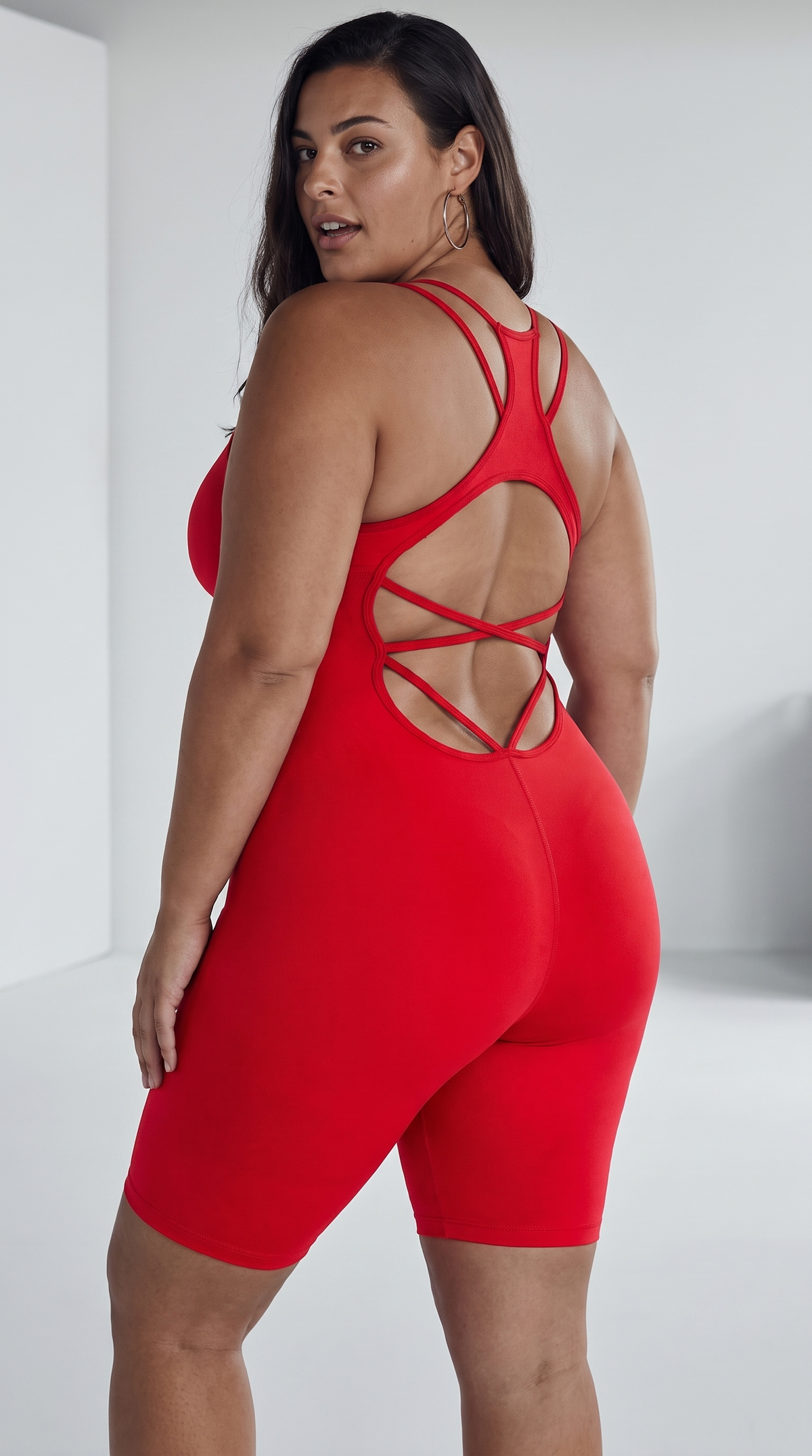 'Scarlet' Women Spaghetti Straps Yoga Jumpsuit Crisscross Hollow Back One Piece Bodysuit High Stretch Tight Biker Shorts Gym Workout Fitne