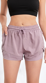 FlexFit Women's Elastic Sports Shorts, Shorts With Pockets, Fake Two-Piece Yoga Leggings Running And Training