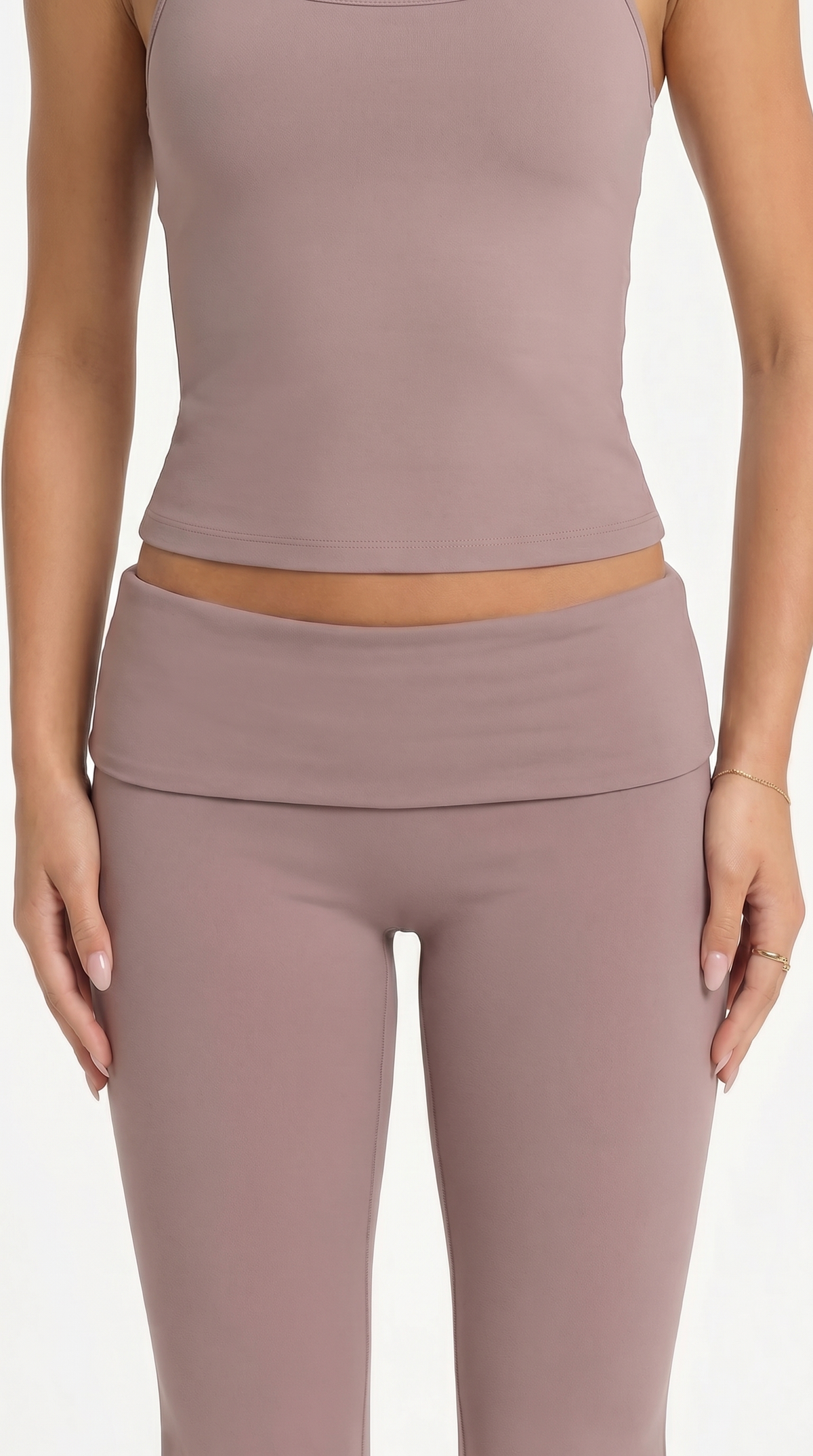 Rosewood Flare Set | Matching Fold Over Waist Flare Leggings Tank Top