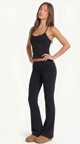 Rosewood Flare Set | Matching Fold Over Waist Flare Leggings Tank Top